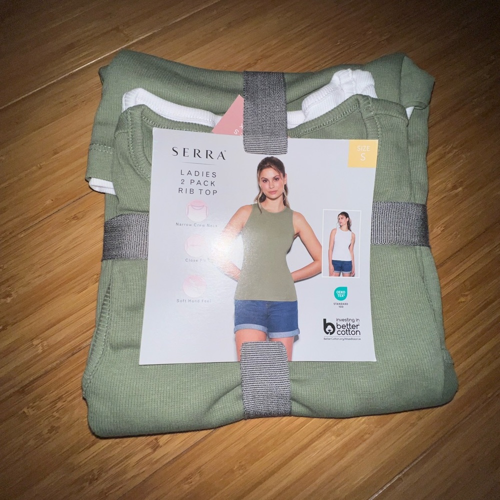 New small 2 pack Sierra tanks small white & green